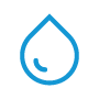A blue outline of a water droplet with a small curved line inside, on a light gray background, symbolizing seamless wireless connectivity.