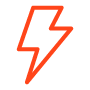 Red lightning bolt icon on a light gray background, representing the speed and power of business fiber connectivity.