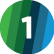 A round icon with vertical stripes in shades of green and blue, featuring a white number 1 in the center—perfect for highlighting fiber or wireless phone services.