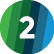 A white number 2 is centered on a circular background with green, blue, and teal vertical stripes, symbolizing seamless business fiber connectivity.